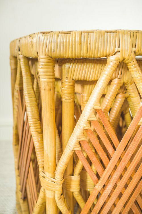 Nest Of 4 Rattan Hexagonal Side Tables / Stools / Plant Stands photo vinterior