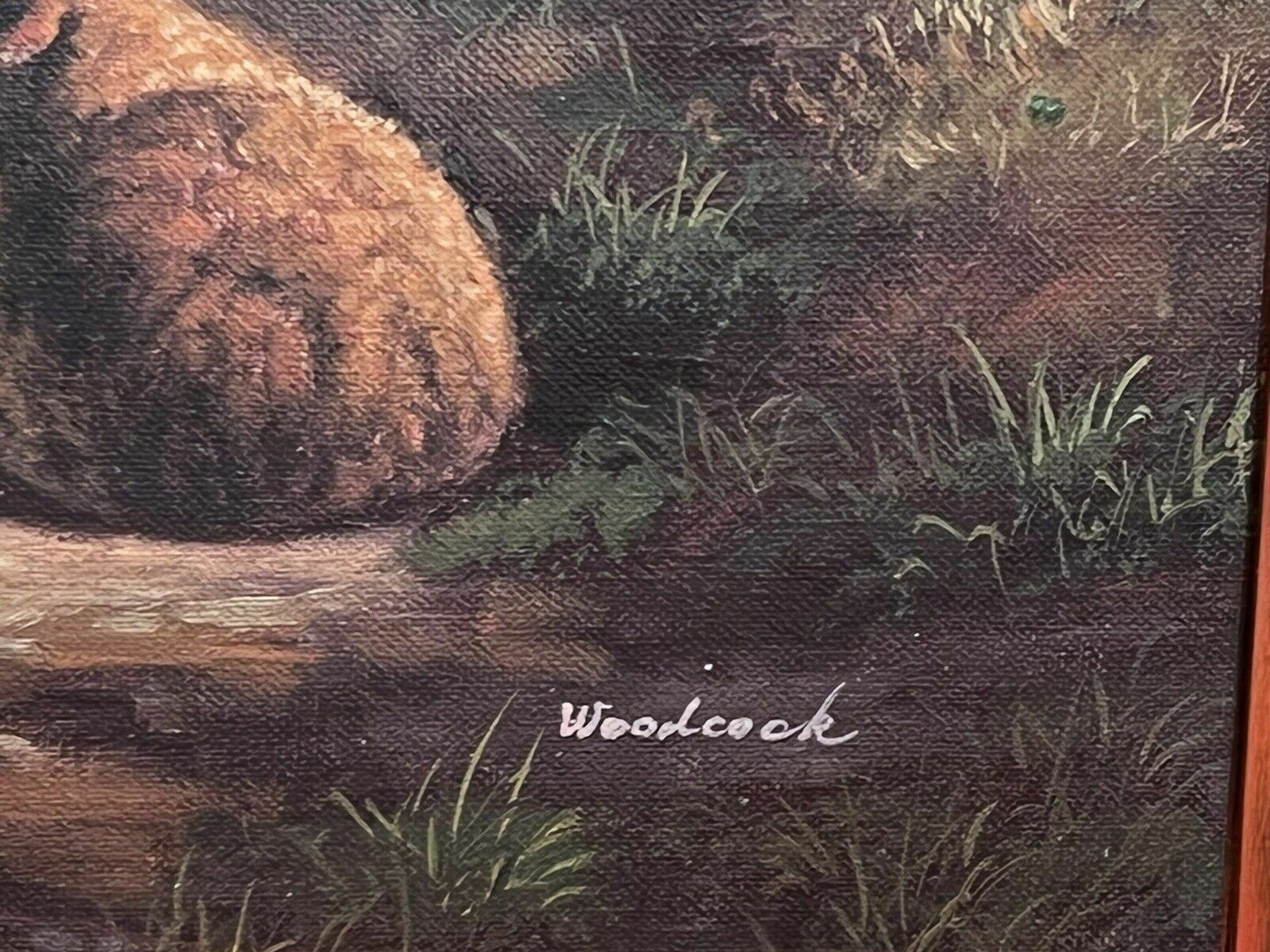 Art Fine Oil Painting Of Horned Cattle Grazing & Sheep In Landscape Signed Woodcock photo