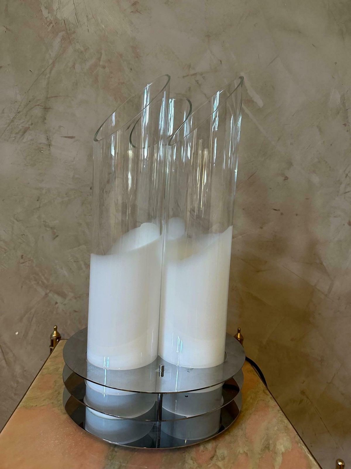 20th Century Carlo Nason Chromed Metal And Murano Glass Lamp, 1970s photo furniture