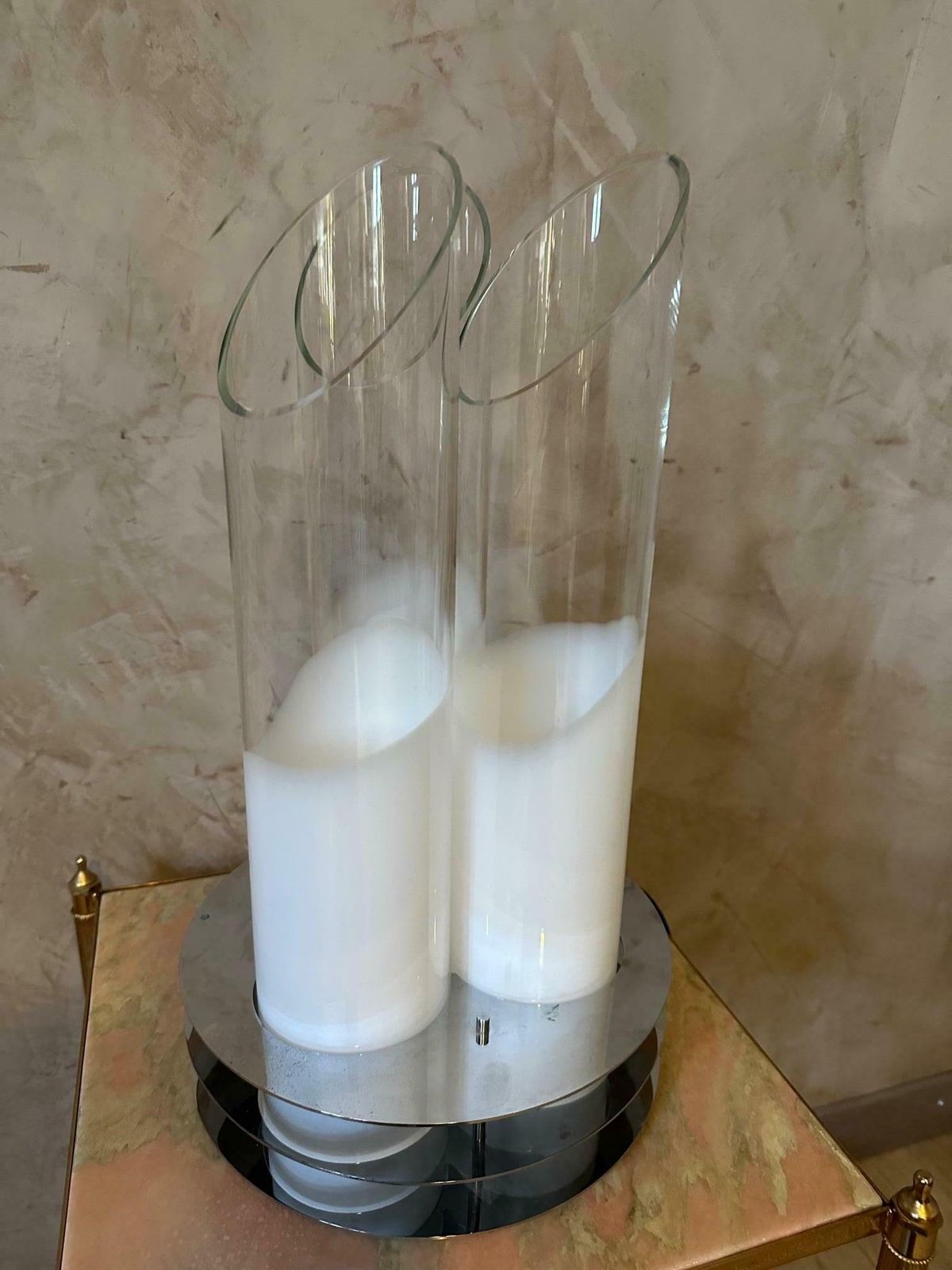 20th Century Carlo Nason Chromed Metal And Murano Glass Lamp, 1970s photo for sale