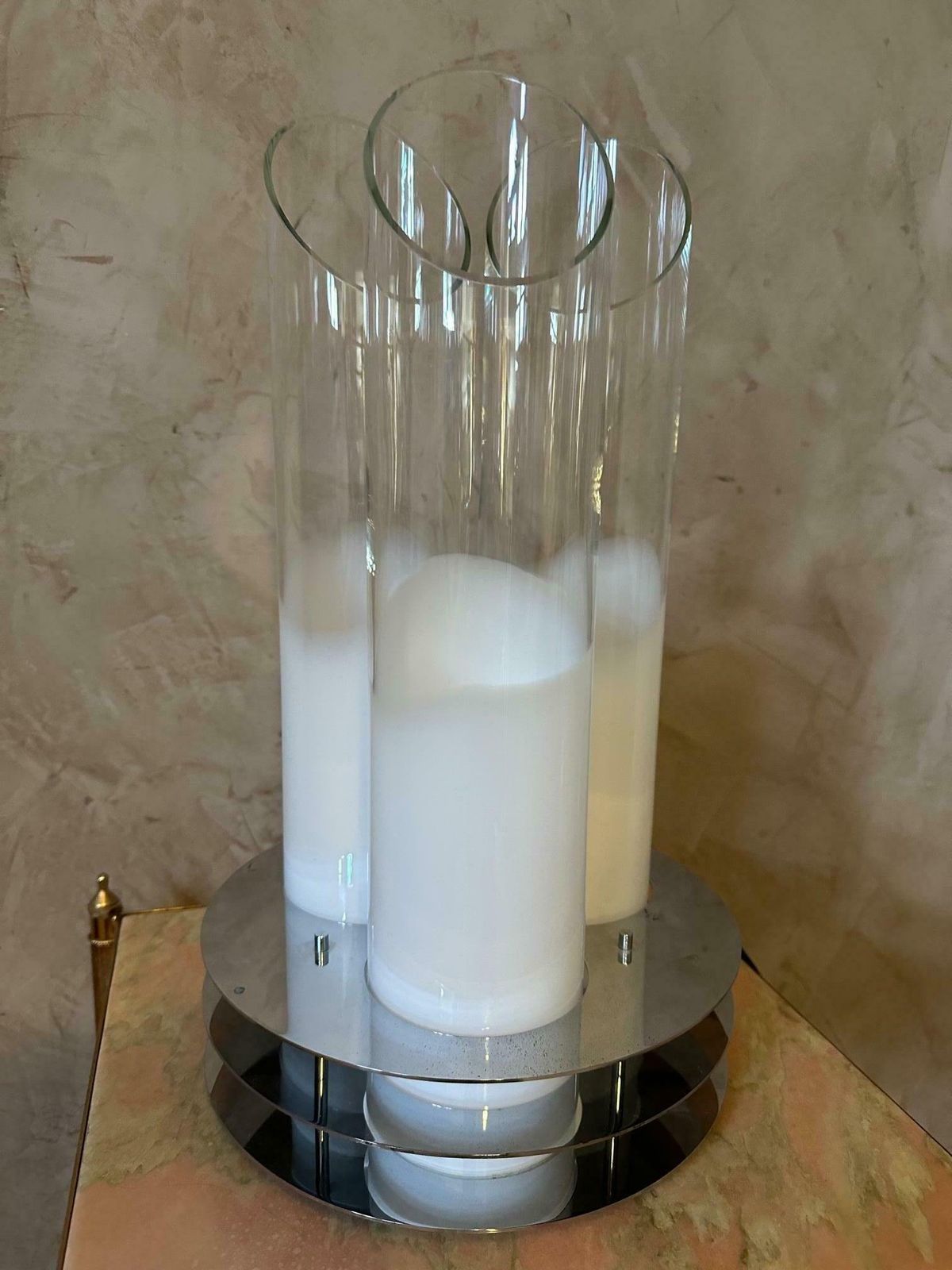 20th Century Carlo Nason Chromed Metal And Murano Glass Lamp, 1970s photo Lighting