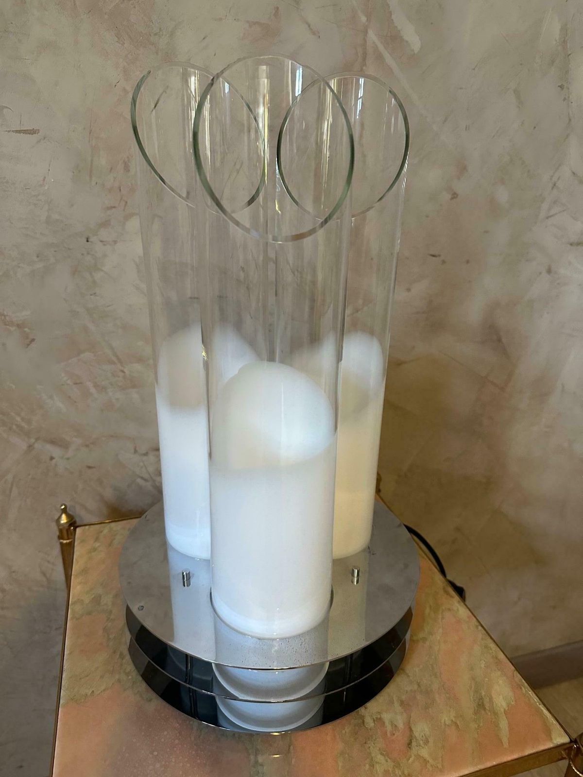 20th Century Carlo Nason Chromed Metal And Murano Glass Lamp, 1970s photo 2201.0
