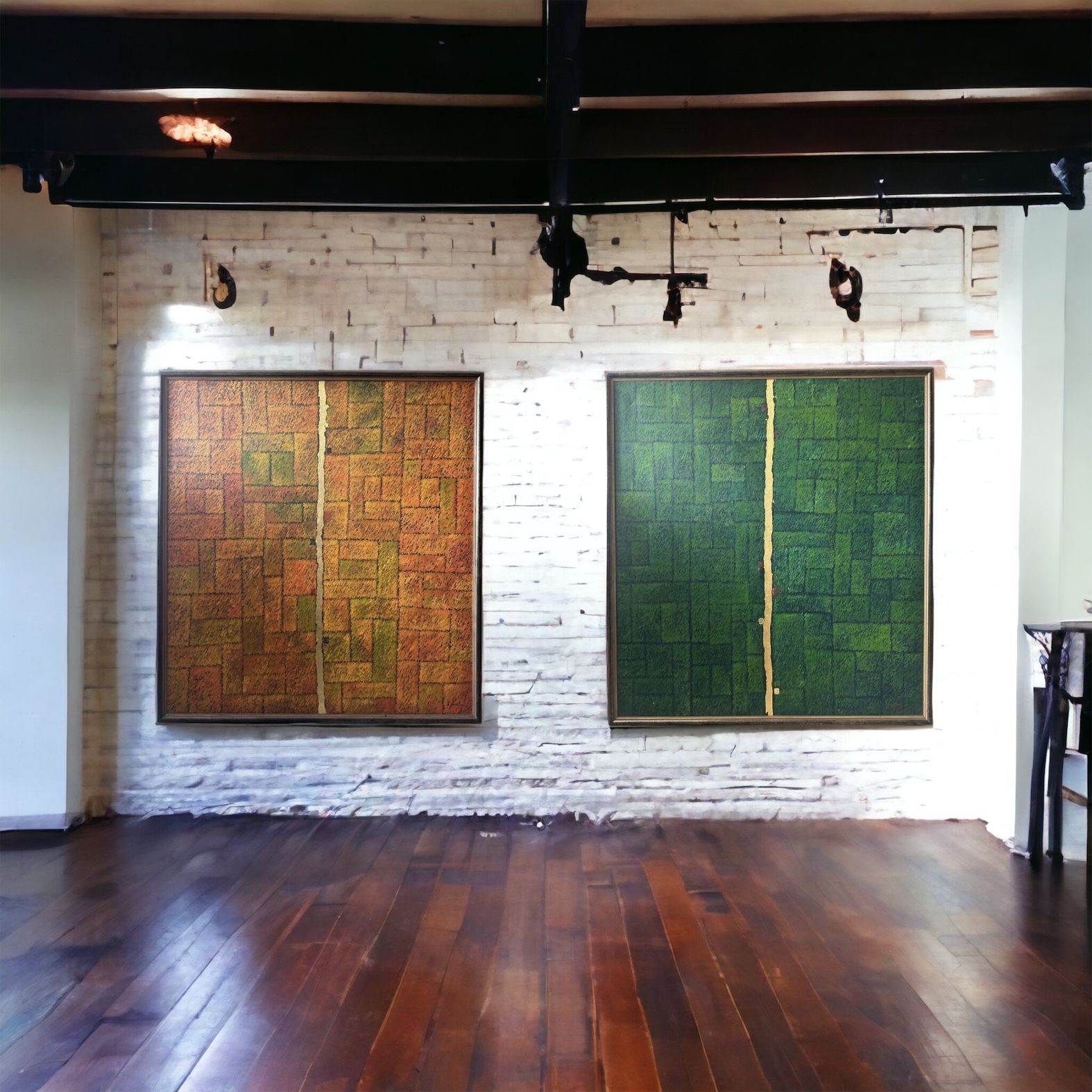 photo furniture ‘Ripening Rice’, 1994, Two Epic Acrylic On Canvas Paintings By Mansoor Suesat, Ra Summer Exhibition, 1994