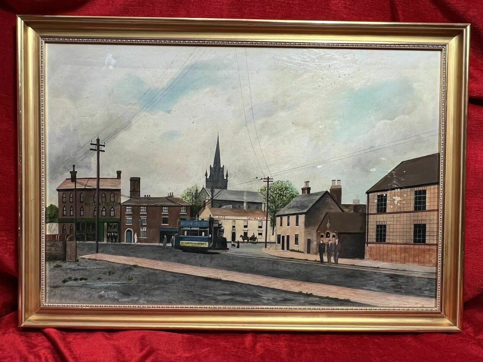 Early 20th Century Oil Painting Of Victorian Street Scene By David Norman photo for sale