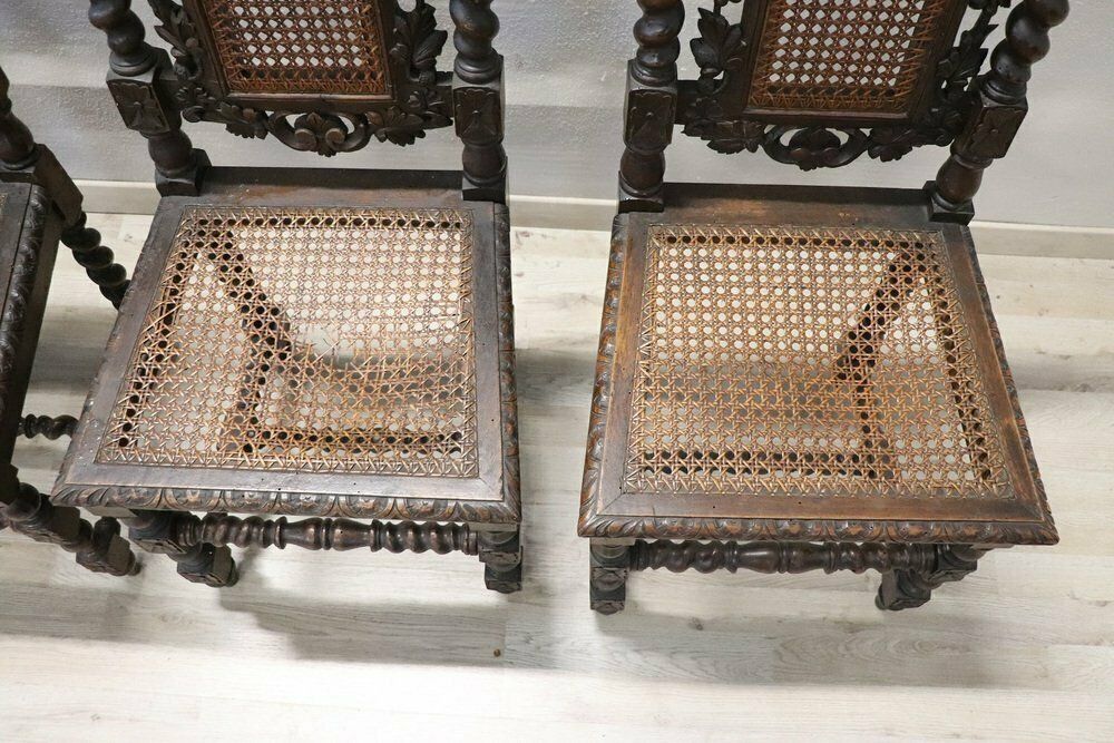 Late 19th Century Carved Walnut Chairs With Vienna Straw, Set Of 4 photo for sale