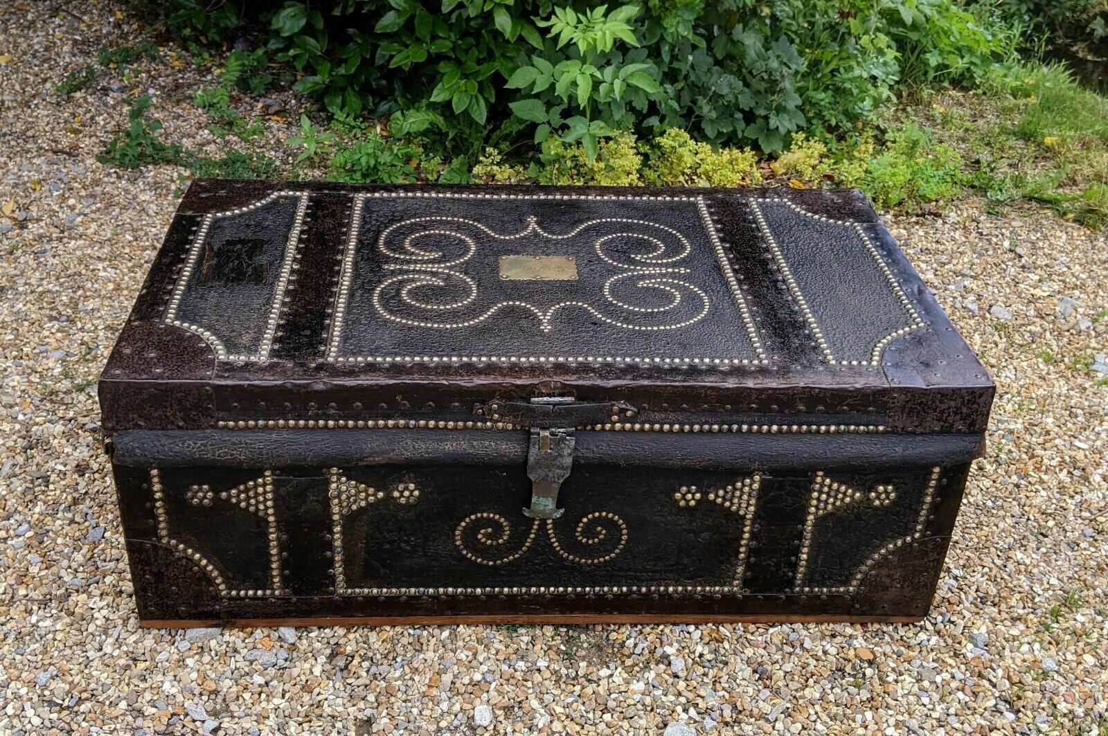Good Regency Studded Leather And Metal Bound Trunk Samuel Pratt photo furniture