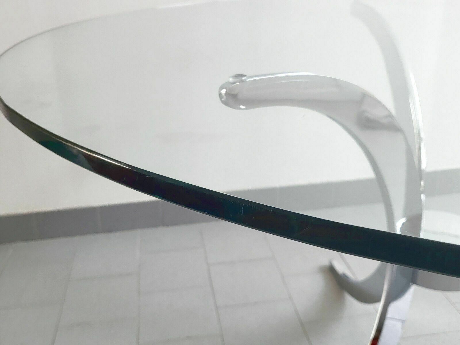 Vintage Dining Table 1970 By Gastone Rinaldi In Glass And Solid Chrome Steel photo vinterior