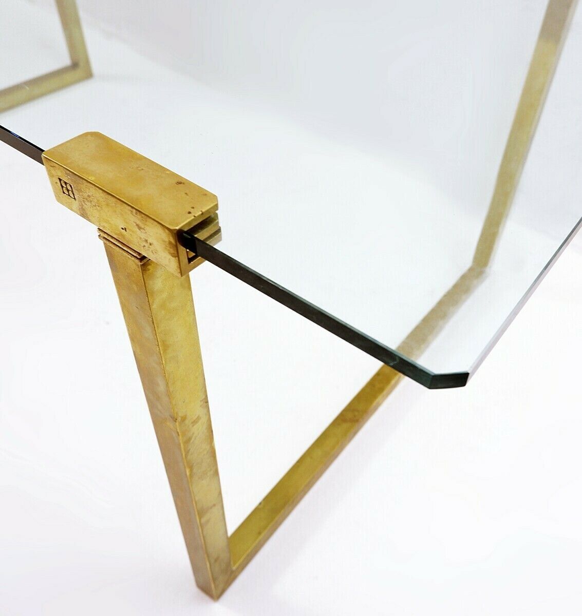 Mid Century Modern Brass & Glass Dining Table By Peter Ghyczy photo for sale