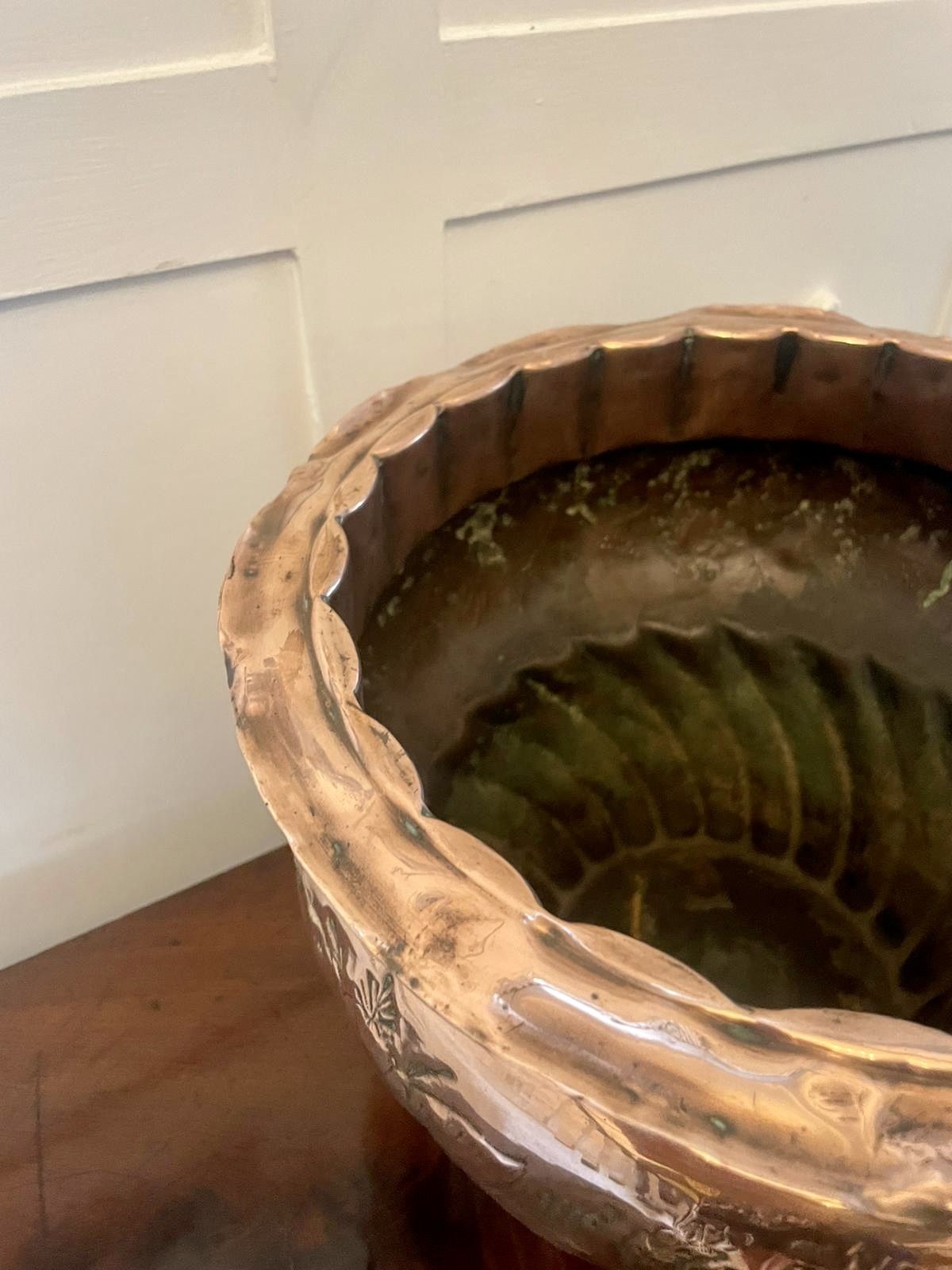 Unusual Antique 19th Century Quality Copper Jardiniere photo 525.0