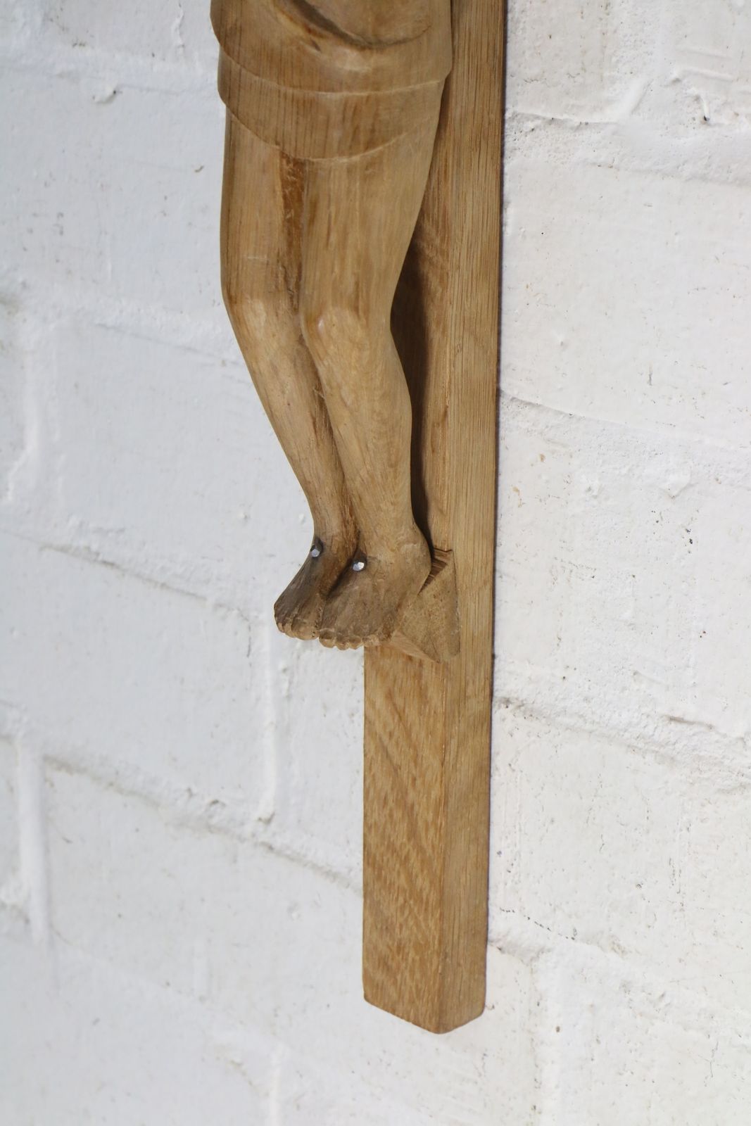 Vintage French Carved Catholic Crucifix In Light Oak Large 59 Cm Tall photo buy