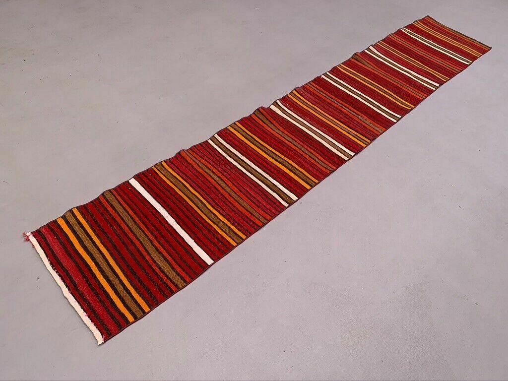 Old Turkish Narrow Kilim Runner 324x57 Cm Shabby Chic, Vintage Kelim photo furniture