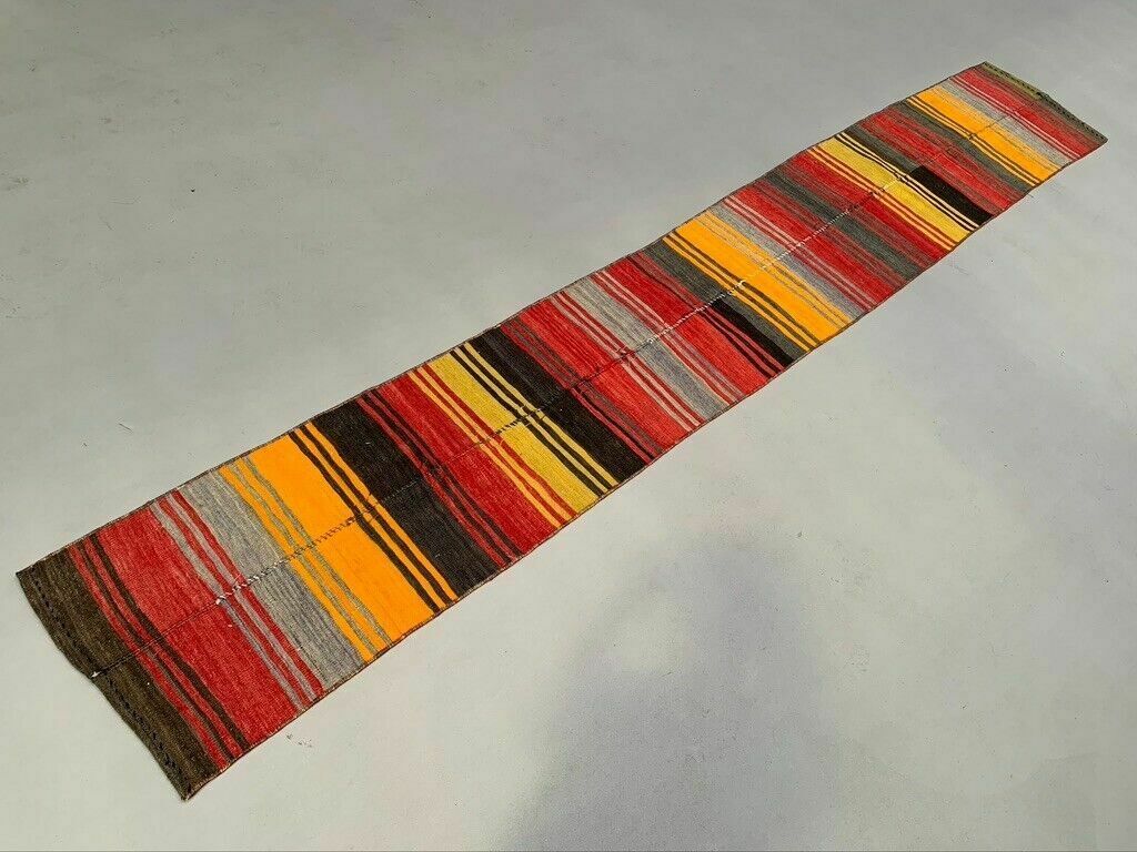 Old Turkish Narrow Kilim Runner 322x48 Cm Shabby Chic, Vintage Kelim photo furniture