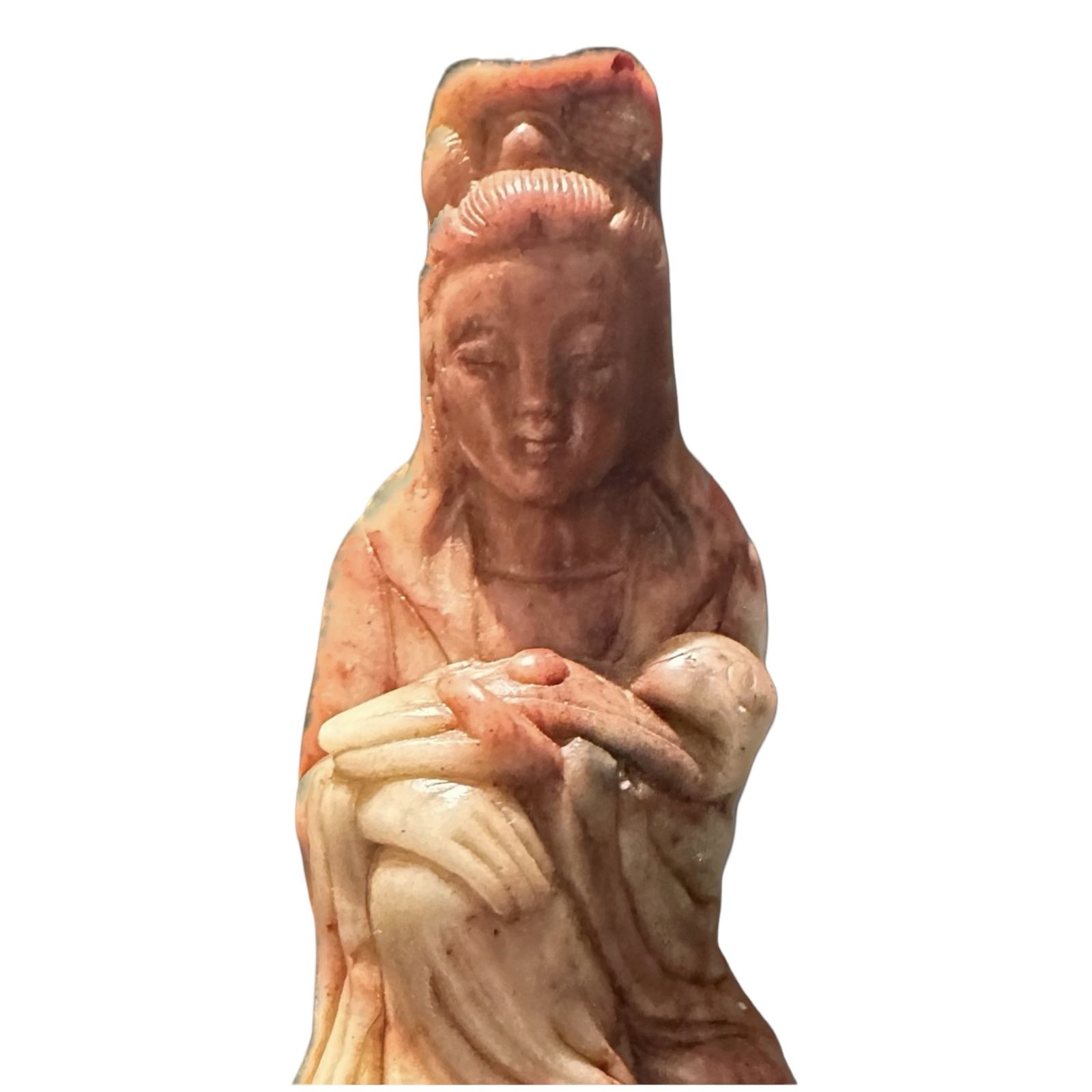 Art Antique Chinese Soapstone Seal Carved With A Representation Of The Goddess Guan Yin photo