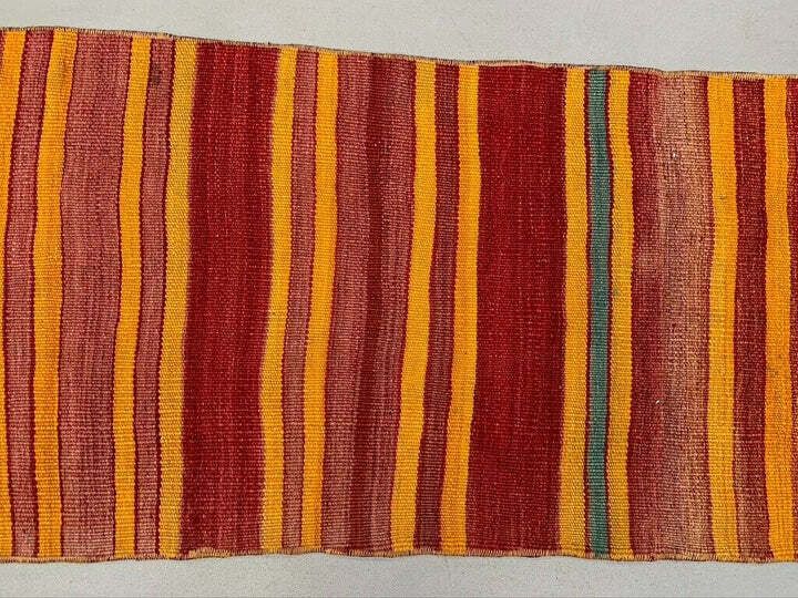 Old Turkish Narrow Kilim Runner 264x54 Cm Shabby Chic, Vintage Kelim photo for sale