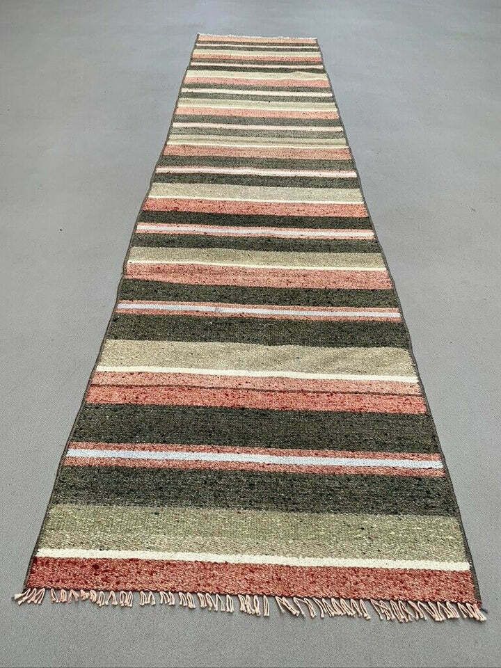 Old Turkish Narrow Kilim Runner 218x47 Cm Shabby Chic, Vintage Kelim