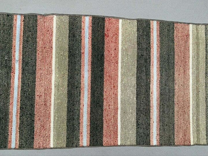Old Turkish Narrow Kilim Runner 218x47 Cm Shabby Chic, Vintage Kelim photo for sale
