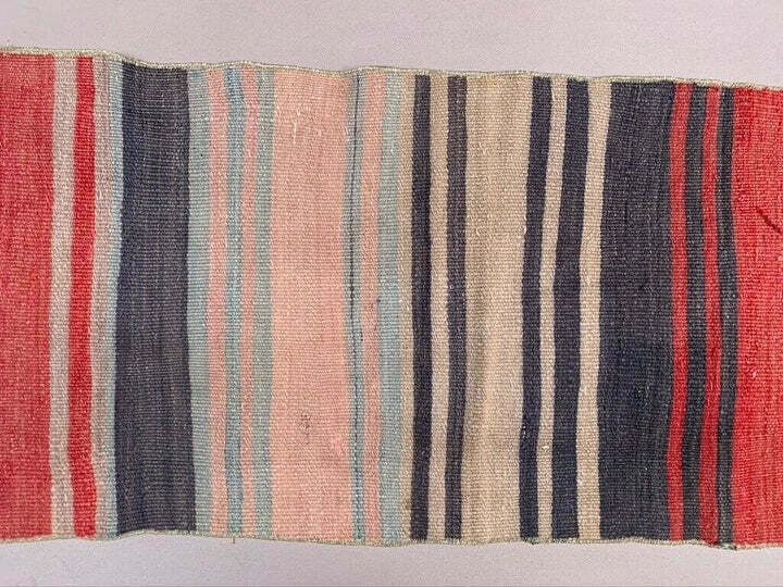 Old Turkish Narrow Kilim Runner 140x41 Cm Shabby Chic, Vintage Kelim photo for sale