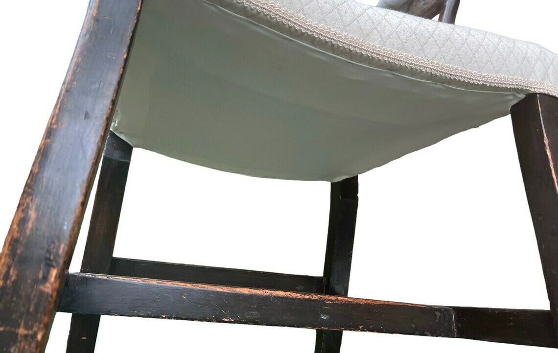 19th Century Chippendale Style Elbow Chair With Herringbone Upholstery photo vintage