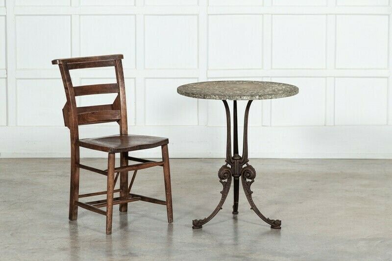 photo for sale 19thc English Painted Cast Iron Marble Garden Table