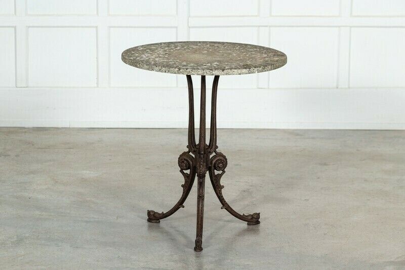 Garden Furniture 19thc English Painted Cast Iron Marble Garden Table photo