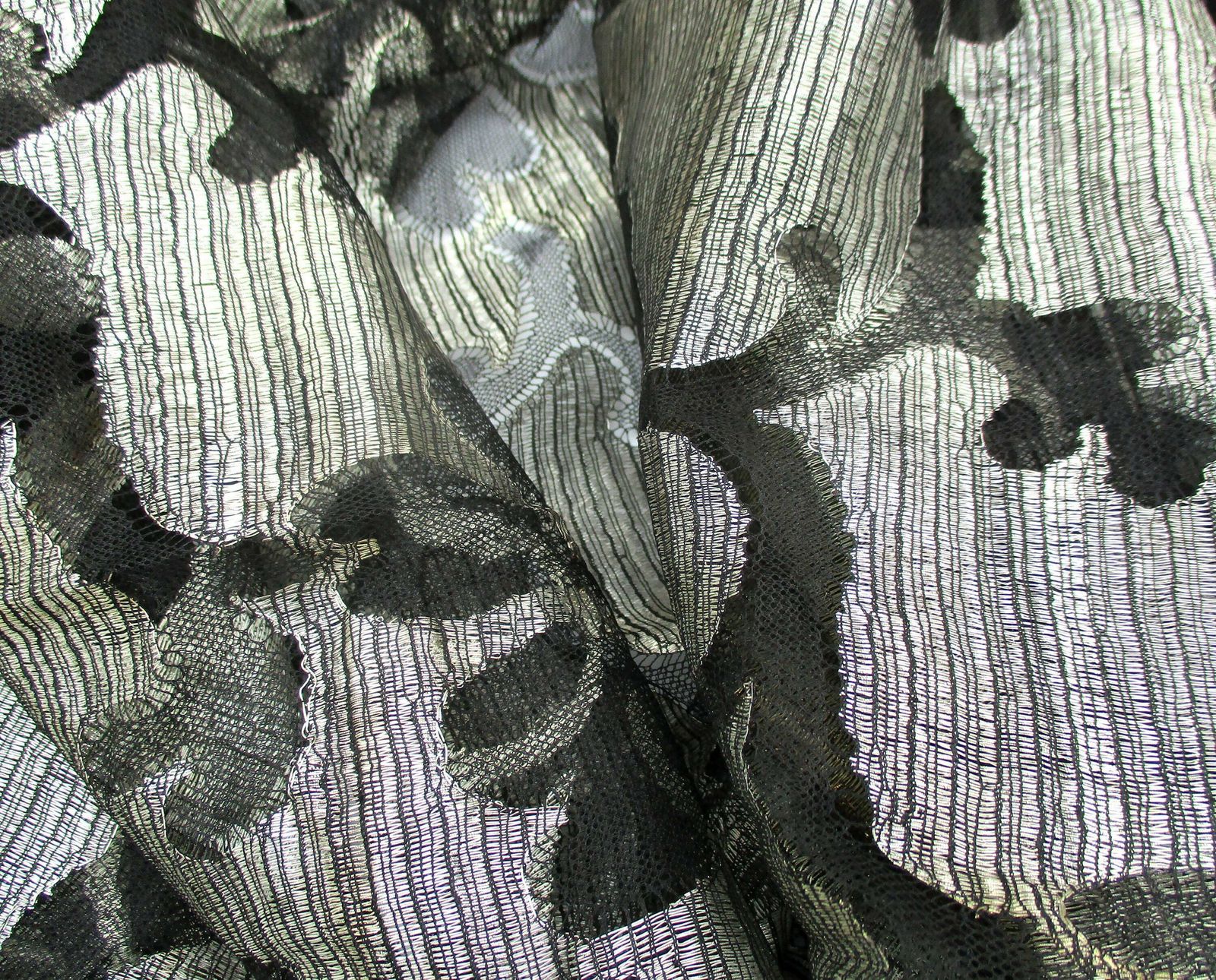 Silver And Black Antique French Lace Fabric   Dressmaking Lace   Vintage Lace   1910 / 1920s