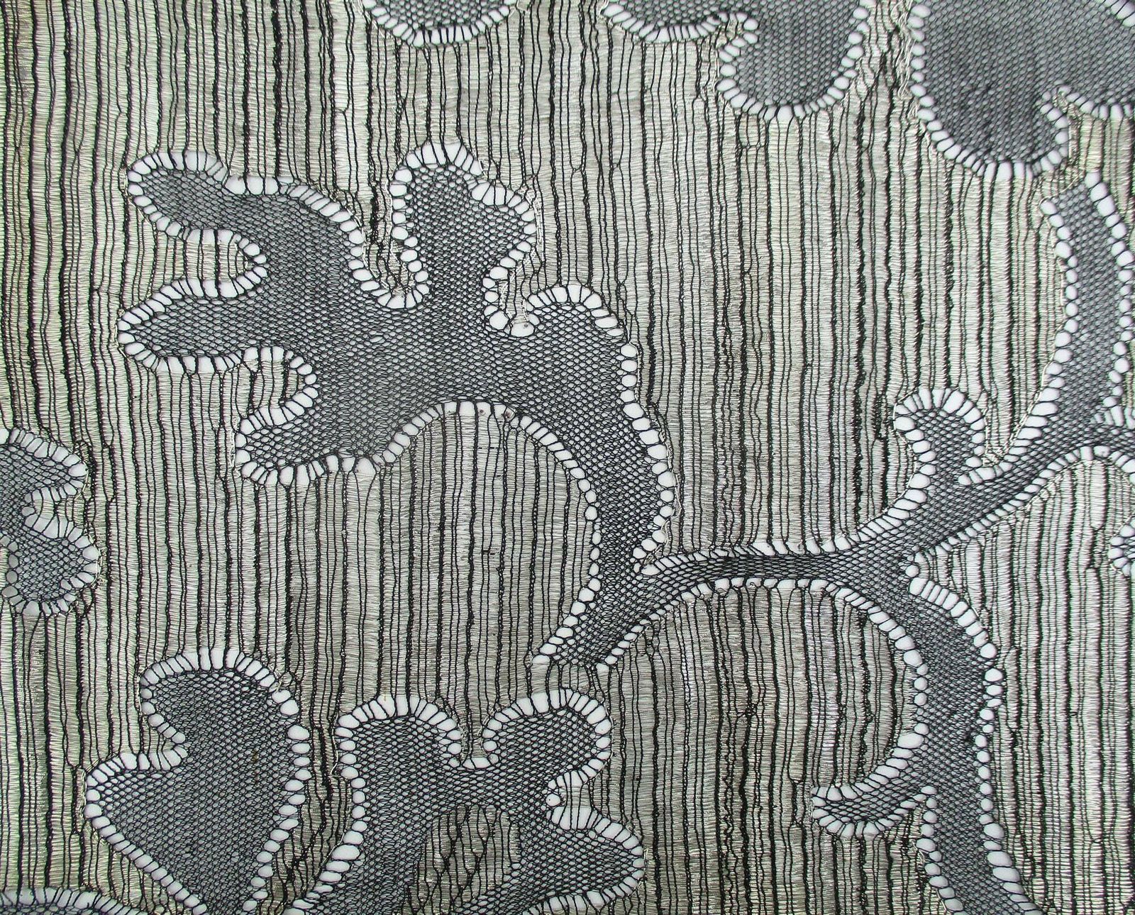 Silver And Black Antique French Lace Fabric   Dressmaking Lace   Vintage Lace   1910 / 1920s photo 78.0