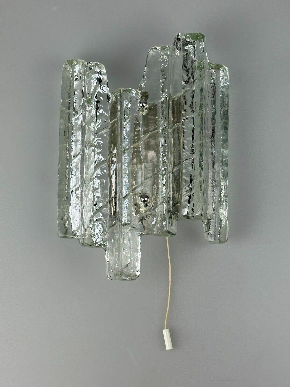 60s 70s Wall Lamp Wall Sconce Fischer Leuchten Germany Ice Glas Design photo for sale