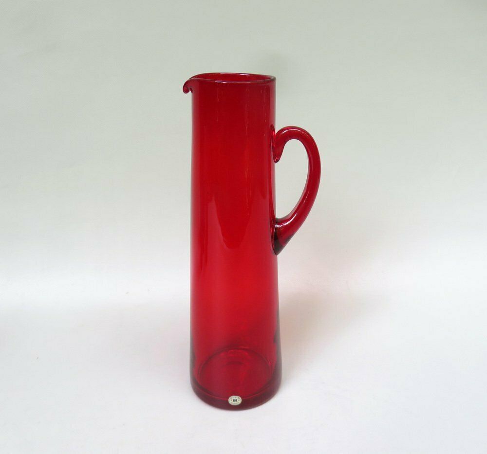 Water Jug With 7 Glasses In Red By Reijmyre Sweden, Designed  By Monica Bratt, Sweden, 1950s, Set Of 8 photo vintage