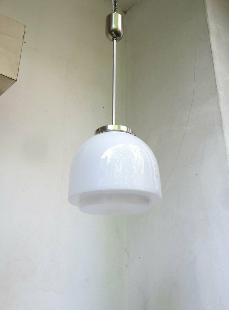 Bauhaus Ceiling Lamp In Opalinglas & Nickel Plated From Wmf Ikora, 1920s photo furniture
