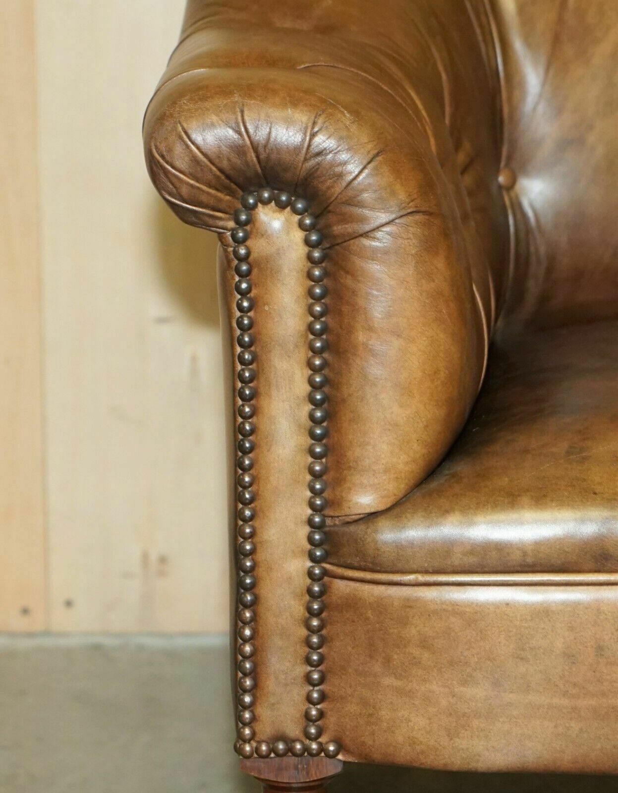 George Smith Somerville Brown Leather Chesterfield Armchair photo vintage