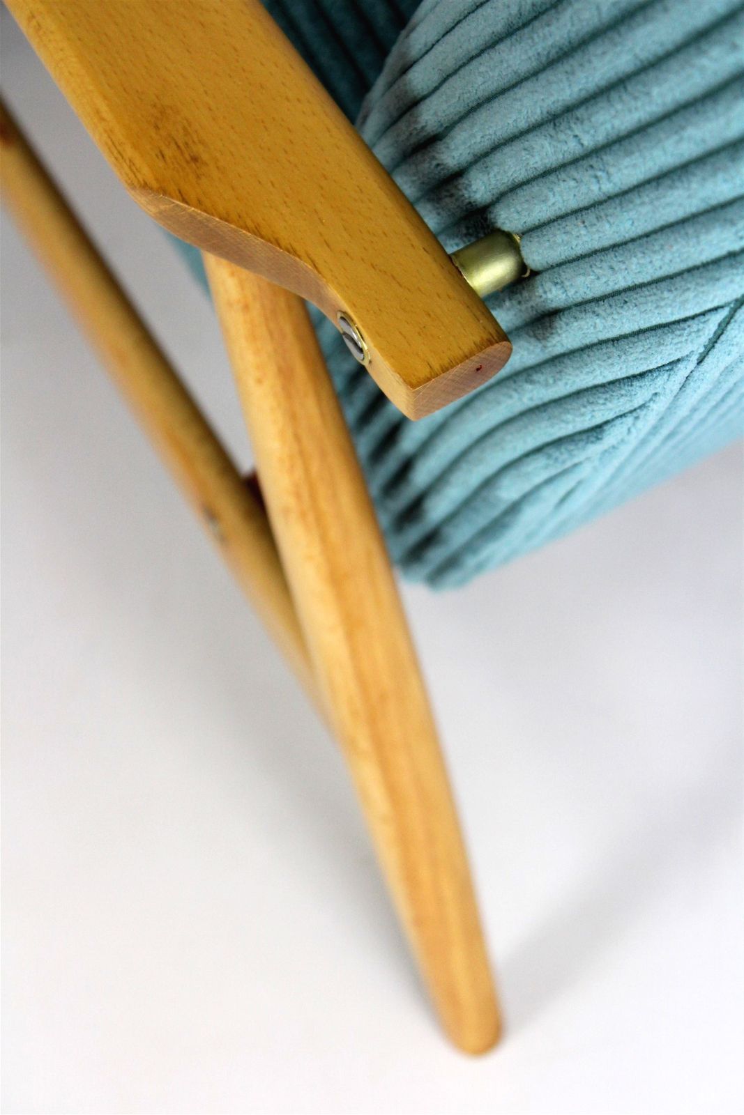 photo for sale Mid Century Pink & Turquoise Beech Armchairs, 1960s, Set Of 2