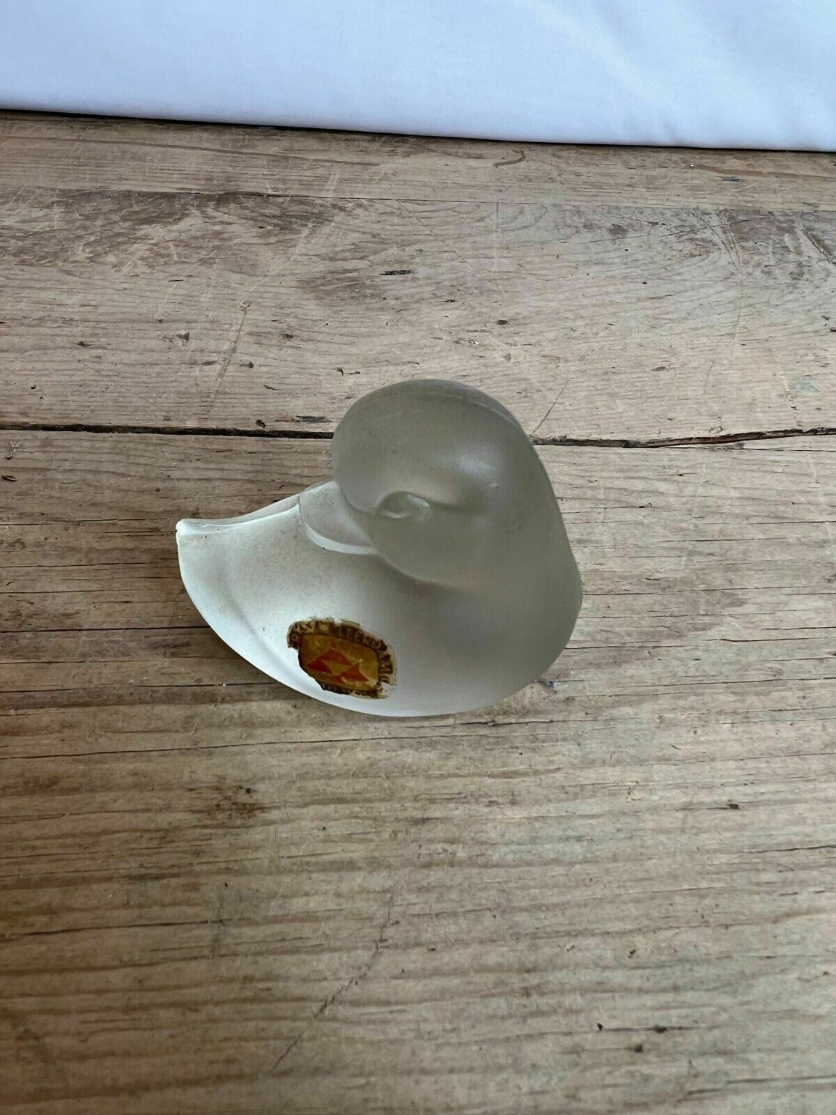 Vintage 1920’s Leerdam Lucienne Bloch Frosted Glass Duck, With Original Sticker photo 55.0