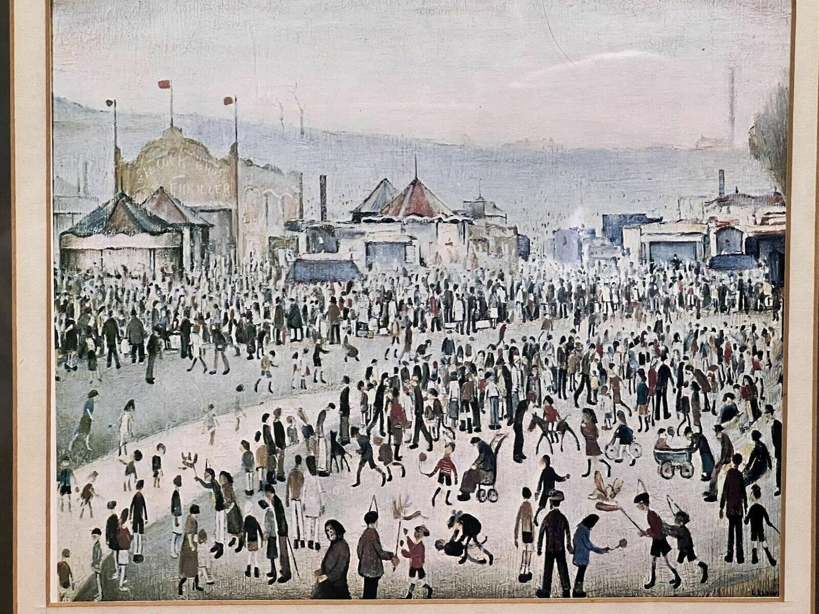 Laurence Stephen Lowry 'The Fairground 1949'' Framed Lithograph Print photo vintage