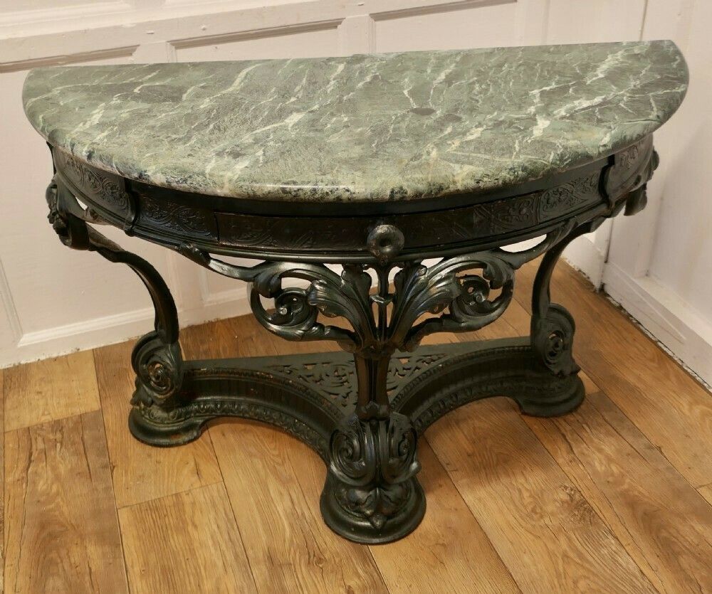 Colebrookdale Art Nouveau Half Round Hall/Garden Table photo for sale