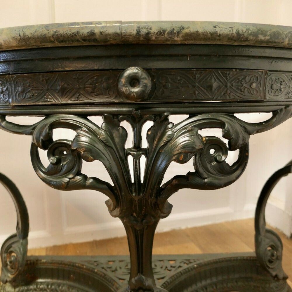 Colebrookdale Art Nouveau Half Round Hall/Garden Table photo buy