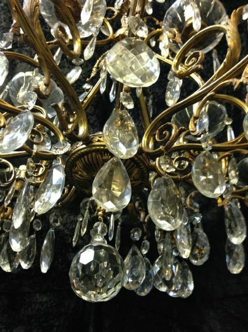 Lighting Eighteen Light French Brass And Crystal Antique Chandelier photo