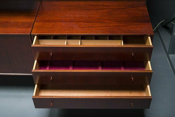 photo vintage German Rosewood Modular Wall Shelves From Idee Mobel, 1960s, 25 Sets