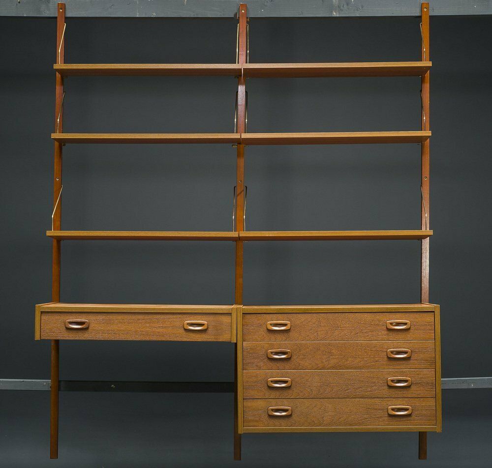 Danish Teak Ps Modular Wall Shelves By Preben Sørensen For Randers Møbelfabrik, 1960s, 11 . Set