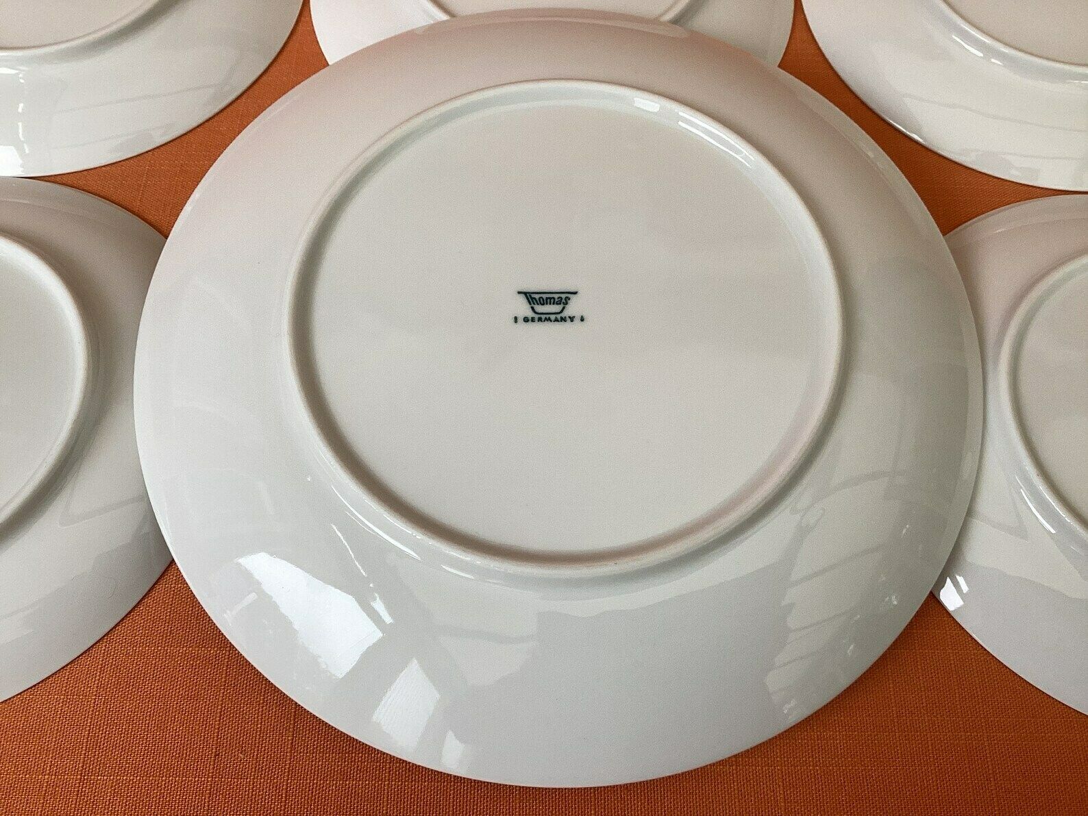 Thomas Germany theebordes en cakebordje in het 'Summer'-design, jaren 1970 (set van 7), retro Thomas porselein Summertime-bordes (7"), Rosenthal photo vinterior