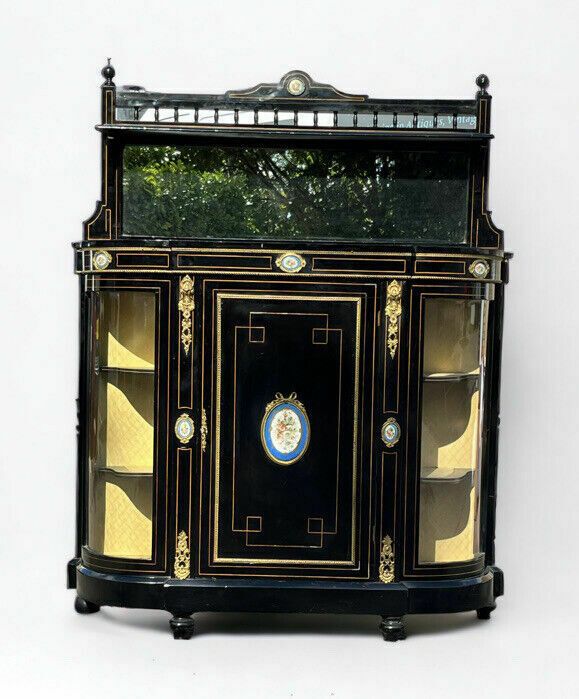 Victorian French Empire Credenza With French Porcelain Plaques. photo furniture