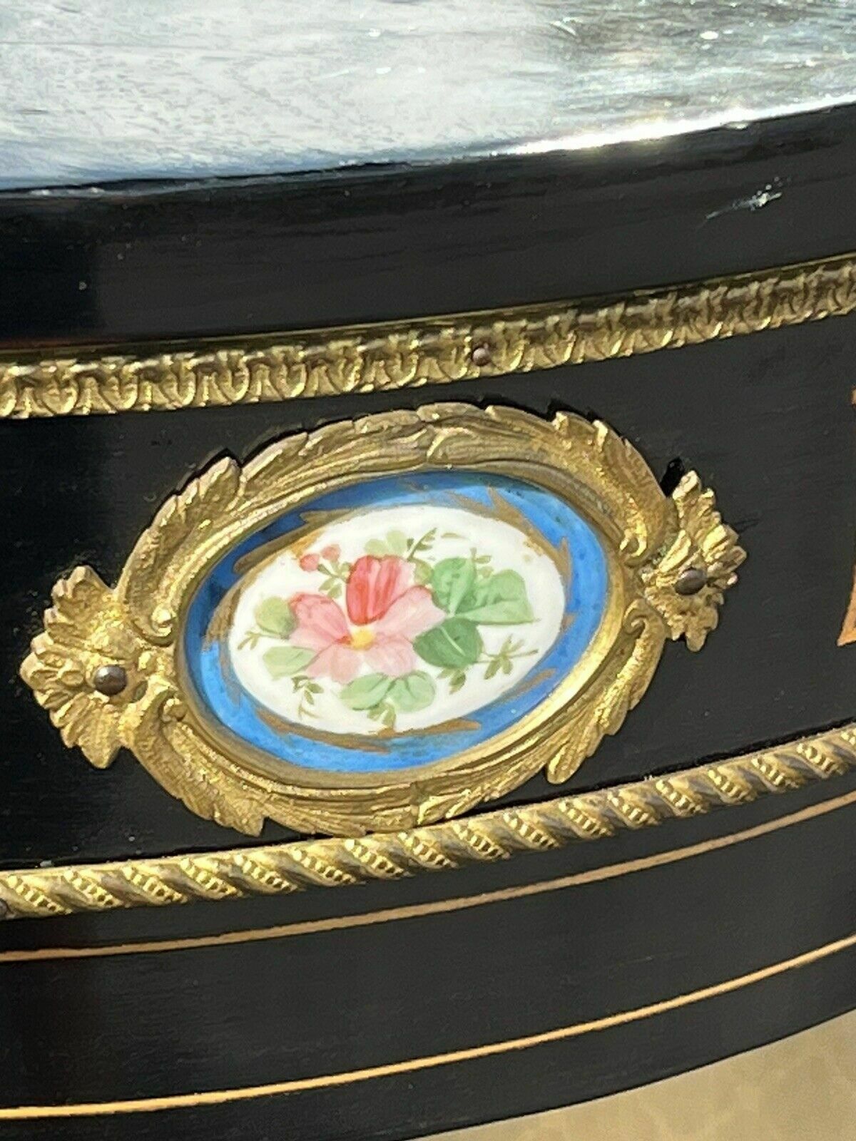 photo for sale Victorian French Empire Credenza With French Porcelain Plaques.