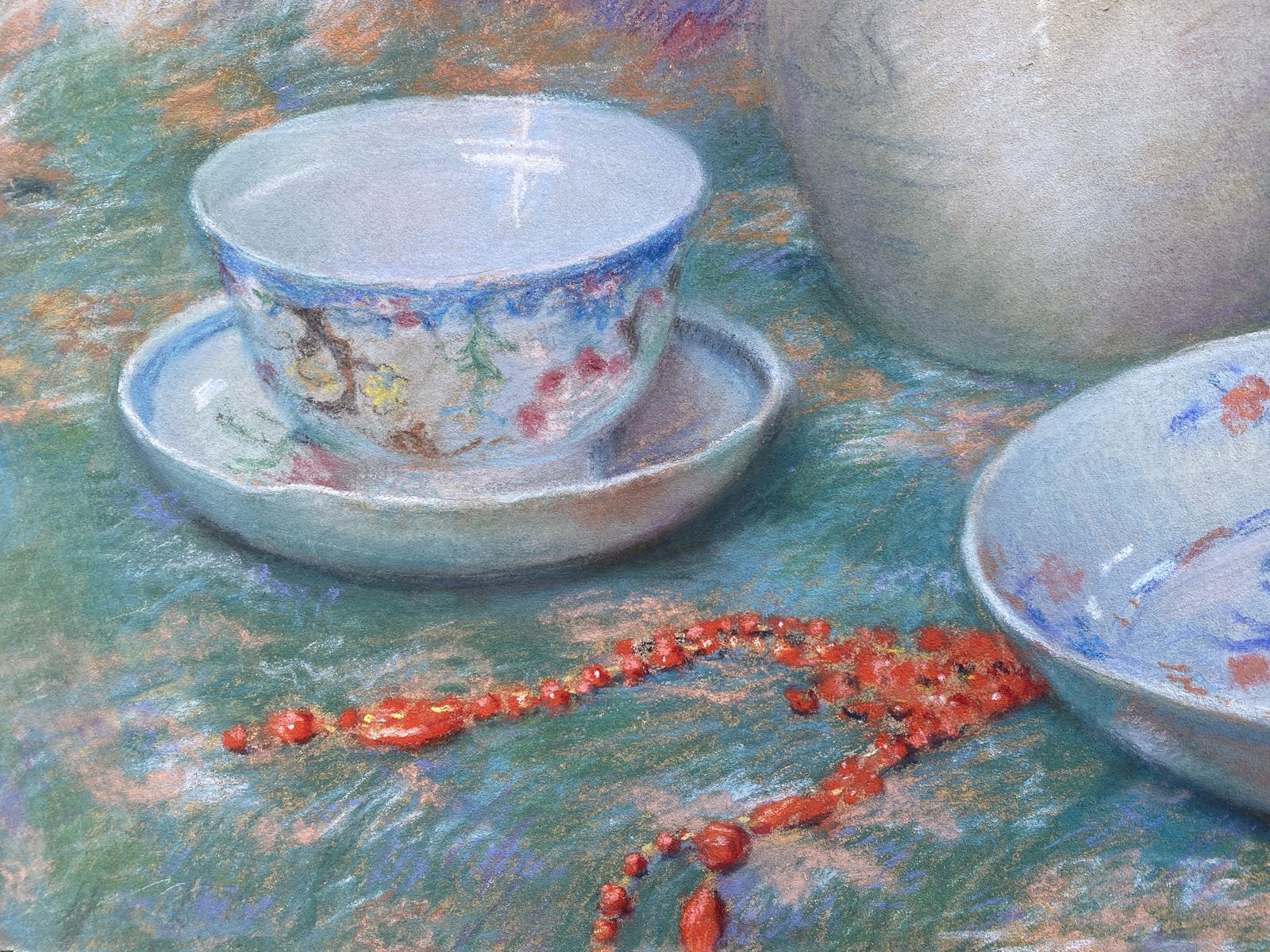 Joseph Vande Fackere, Bruges 1879 – 1946, Les Fleurs Et Accessoires, Pastel photo vintage