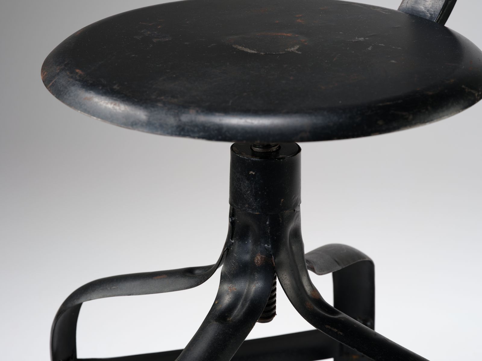 Fantastic Industrial Pressed Steel Adjustable Engineers Stool With Twist Height, Circa 1970's, 4 Available. photo 295.0
