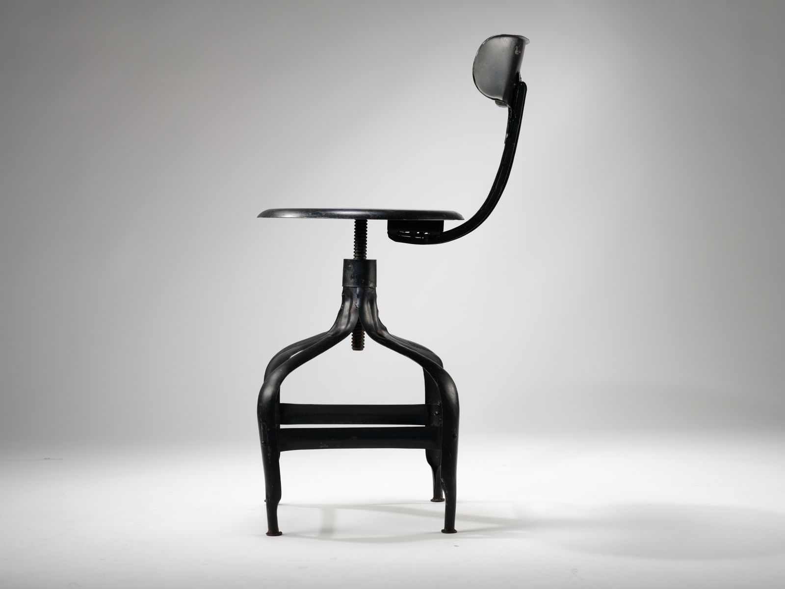 295.0 Fantastic Industrial Pressed Steel Adjustable Engineers Stool With Twist Height, Circa 1970's, 4 Available. photo