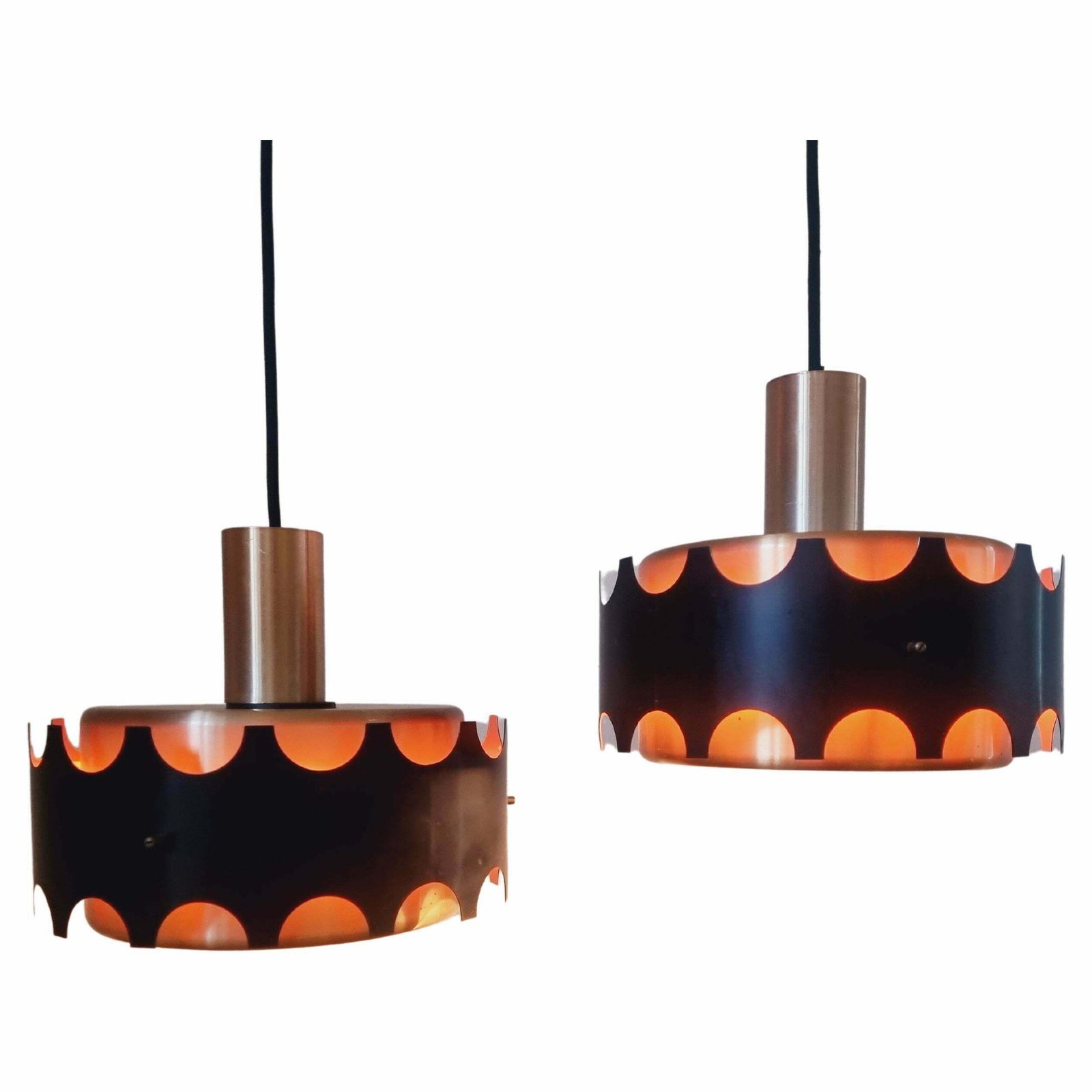 Pair Of Midcentury Pendants In Style Of Jo Hammerborg, Denmark, 1970s