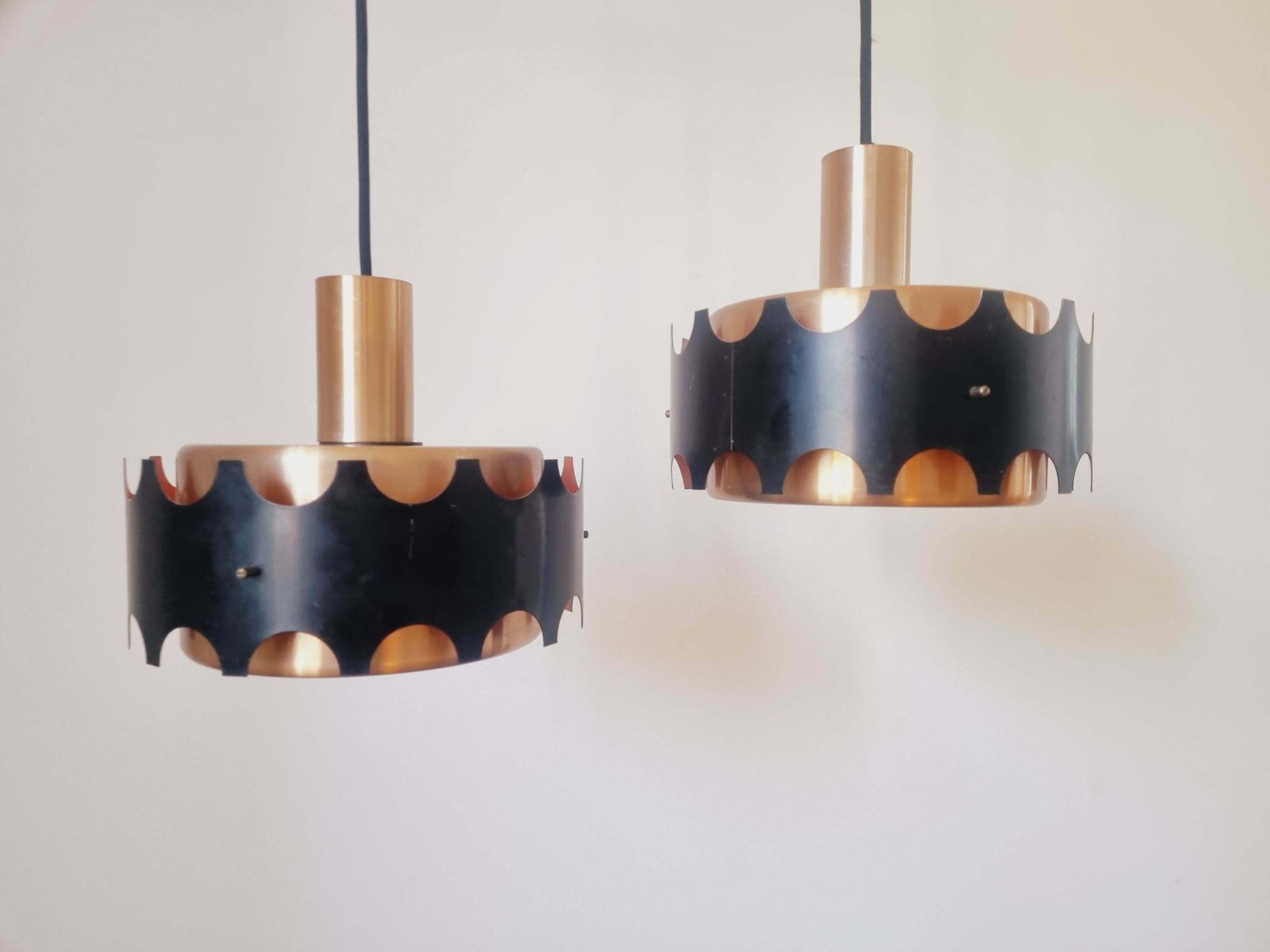 Pair Of Midcentury Pendants In Style Of Jo Hammerborg, Denmark, 1970s photo 604.0