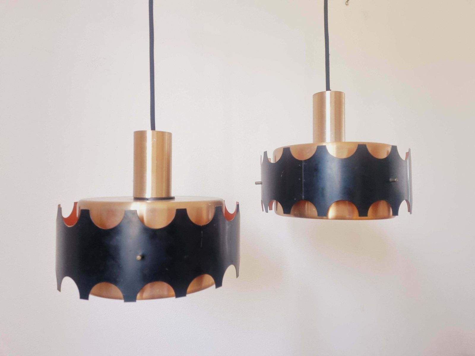 Pair Of Midcentury Pendants In Style Of Jo Hammerborg, Denmark, 1970s photo vinterior