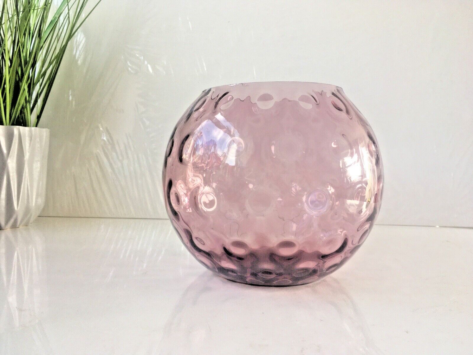 photo furniture Mid Century Purple Borske Sklo Union Olives ? Retro Bubble Glass Vase Bowl 60's