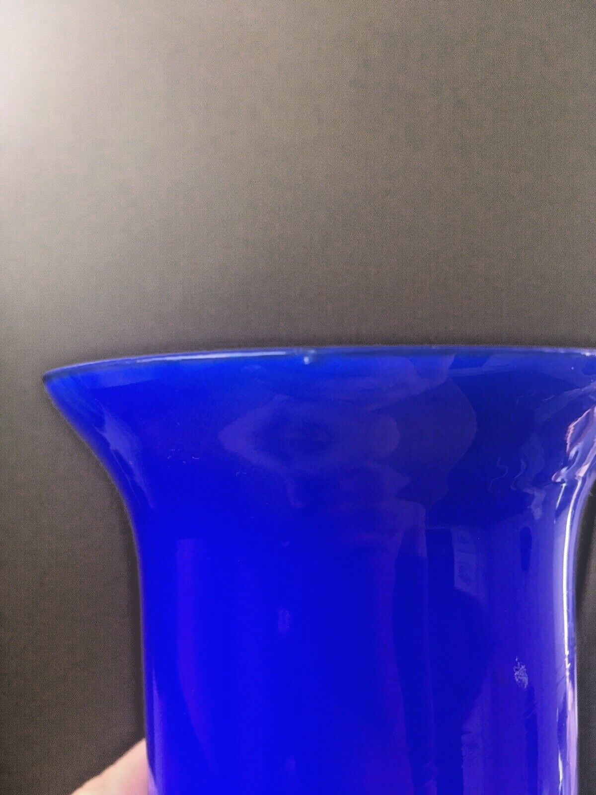 Mid Century Modern Blue Italian Empoli Cased Glass Vase 60's 70's Scandi Style photo vintage
