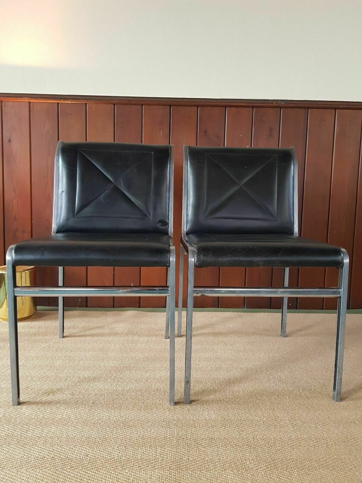 Andre Vandenbeuck Aluline Lounge Chair In Black Leather For Strassle 2 Available photo for sale